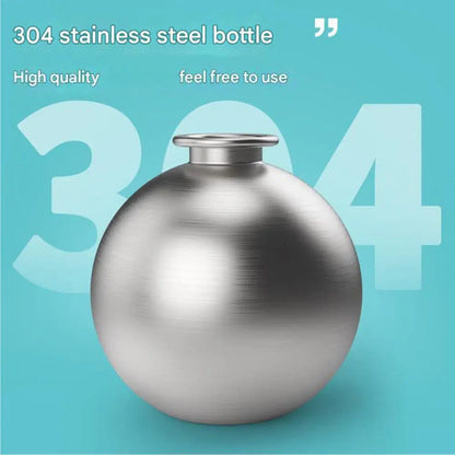 Spherical Pet Water Bottle Capacity Pet Bottle Portable Dog Water Bottle with Foldable Silicone Bowl Leak-Proof Stainless Steel