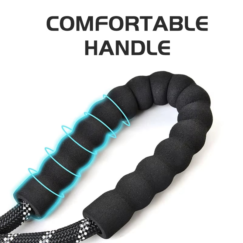Reflective Dog Leash with Comfortable Padded Handle - Double Heavy Duty Traction Rope for Strong Dogs - Enhance Safety and Contr