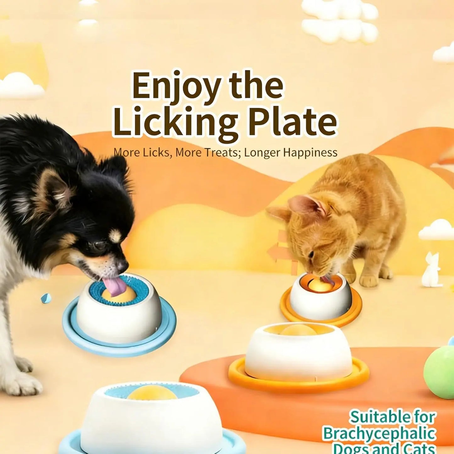 Pet anti Knock Slow Food Plate, Cat Toy, Cat Dog Licking Toy, Cat Dog Licking Toy, Cat Dog Licking, Happy Dog Bowl and Basin