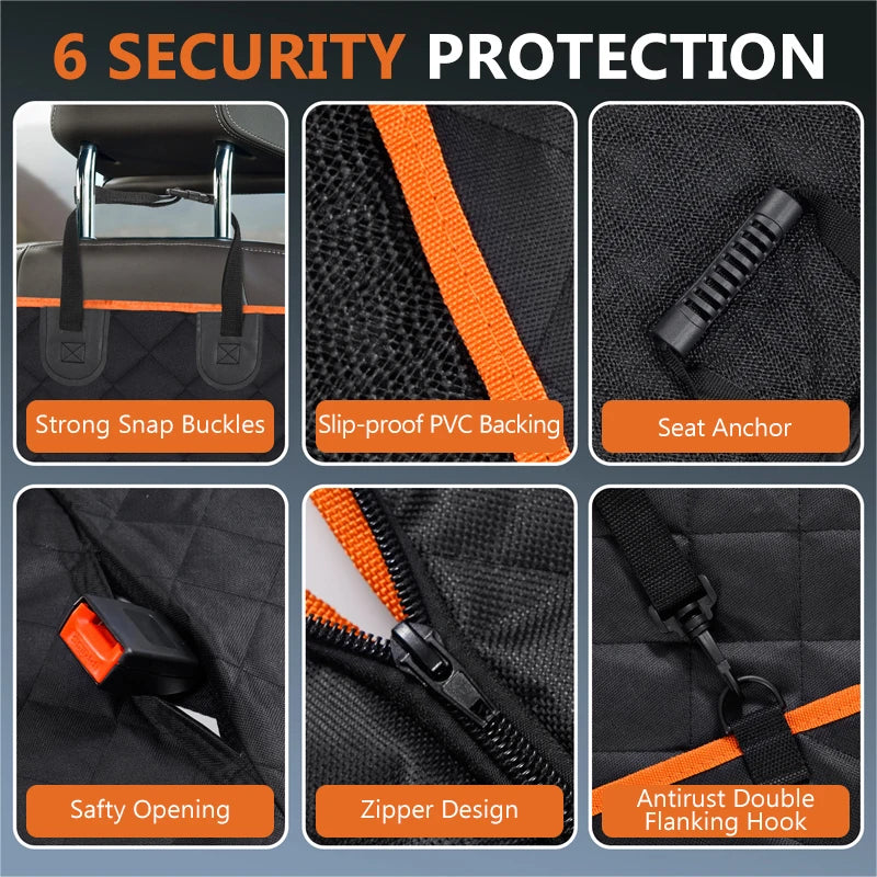 Dog Car Seat Cover for Back Seat Waterproof Seat Protector Dog Car Hammock with Visual Mesh Window Scratch Resistant Pet Car Pad