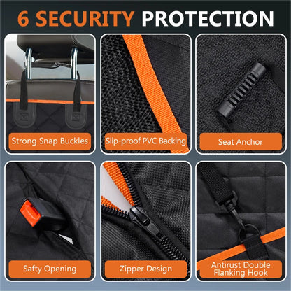 Dog Car Seat Cover for Back Seat Waterproof Seat Protector Dog Car Hammock with Visual Mesh Window Scratch Resistant Pet Car Pad