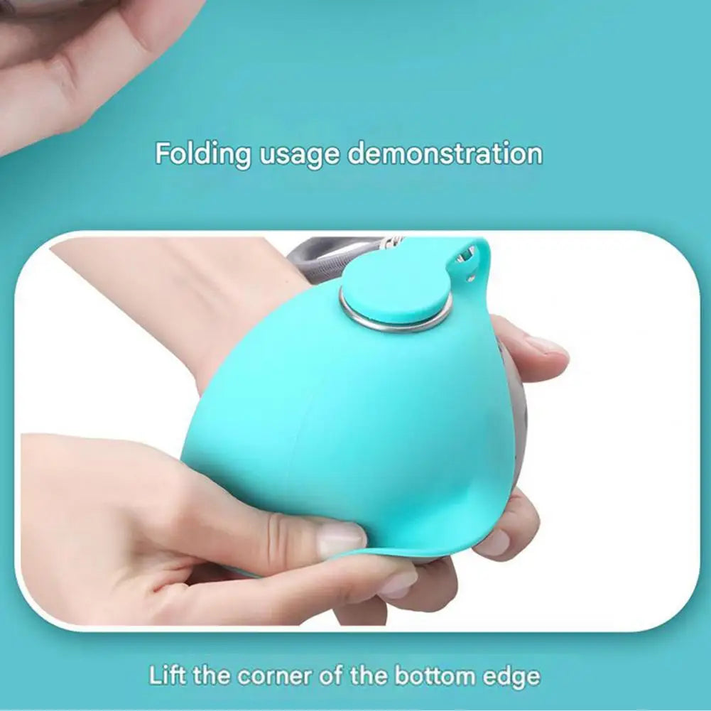 Spherical Pet Water Bottle Capacity Pet Bottle Portable Dog Water Bottle with Foldable Silicone Bowl Leak-Proof Stainless Steel