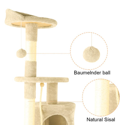 Cat Tree House Cat Climbing Frame Cat Tower Cat Condo with Scratching Post Perches Caves Pet Supplies