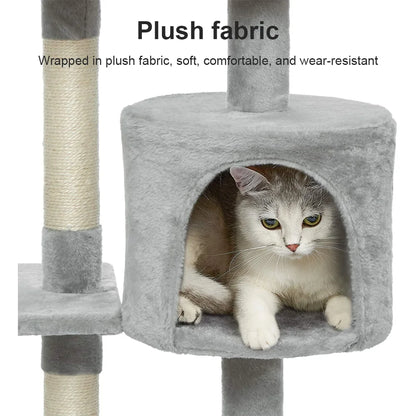 Cat Tree House Cat Climbing Frame Cat Tower Cat Condo with Scratching Post Perches Caves Pet Supplies