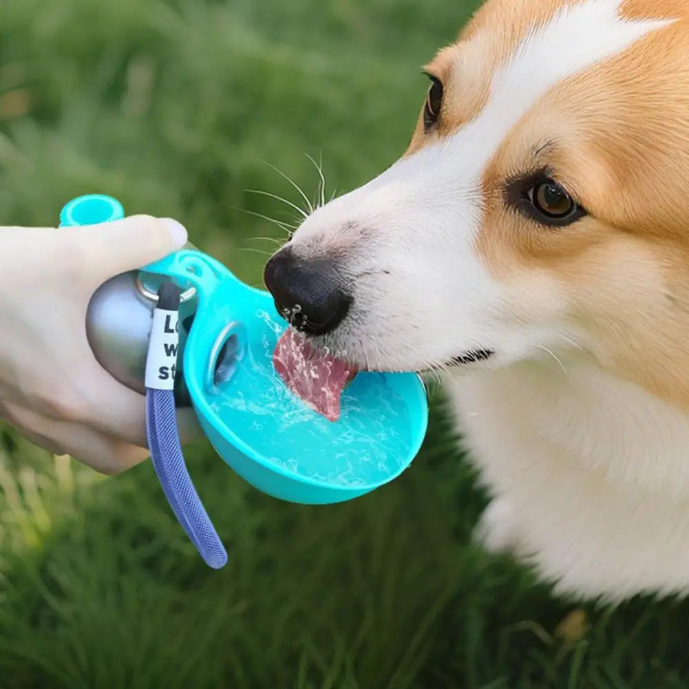Spherical Pet Water Bottle Capacity Pet Bottle Portable Dog Water Bottle with Foldable Silicone Bowl Leak-Proof Stainless Steel