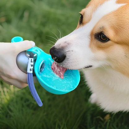 Spherical Pet Water Bottle Capacity Pet Bottle Portable Dog Water Bottle with Foldable Silicone Bowl Leak-Proof Stainless Steel