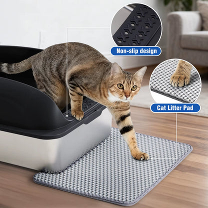 JHK Stainless 24IN Steel Cat Litter Box with Lid Large Cat Litter Box for Big Cats Anti-Urine Leakage Scoop and Mat Included