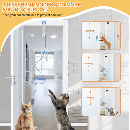 Retractable Door Hanging Automatic Retractable Kitten Toys Independent Play Hanging Door Cat Toys for Cat Kitten Playing Exercis