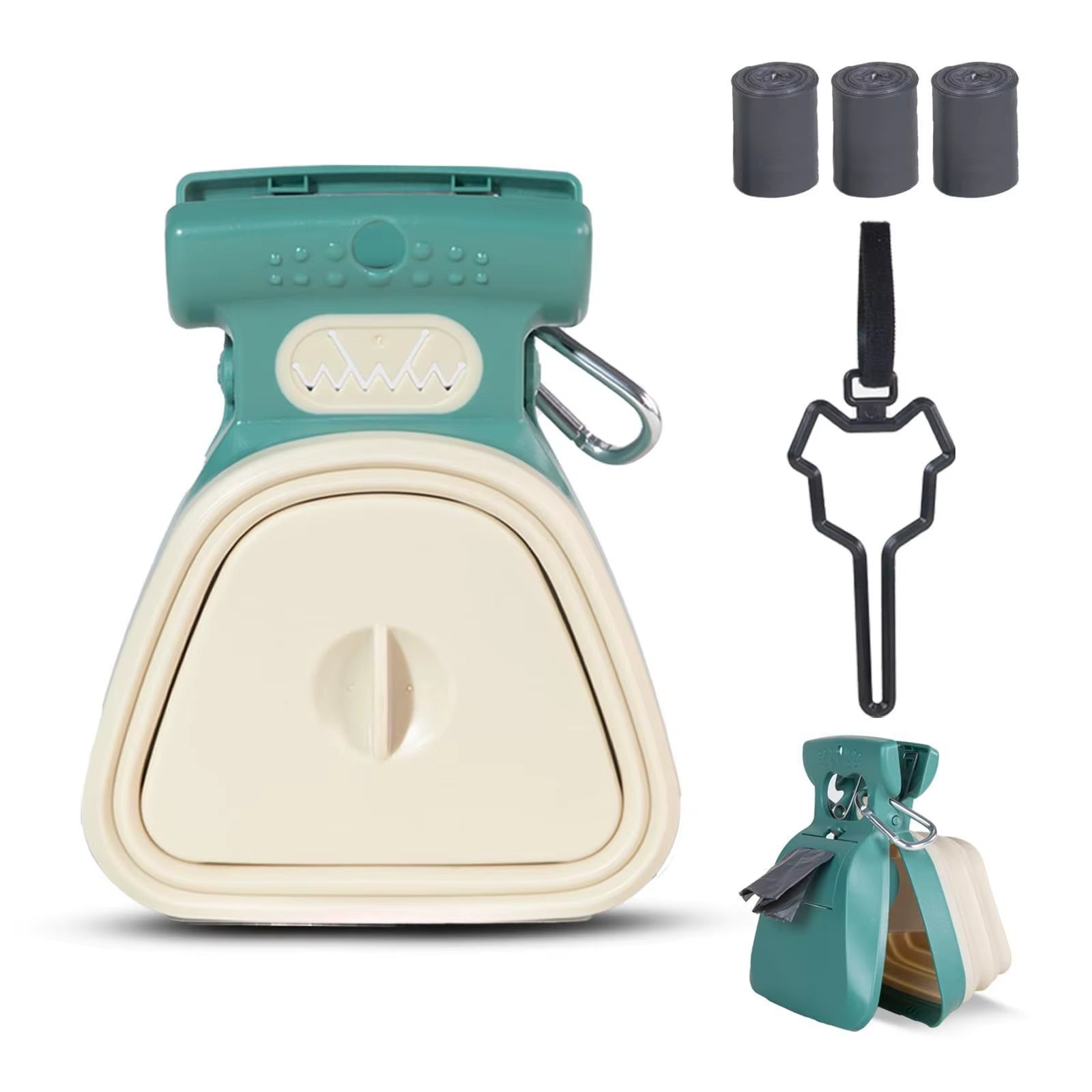 Durable Dog Poop Scooper with Bag Dispenser Foldable Outdoor Poop Scooper for Dog Waste Pickup