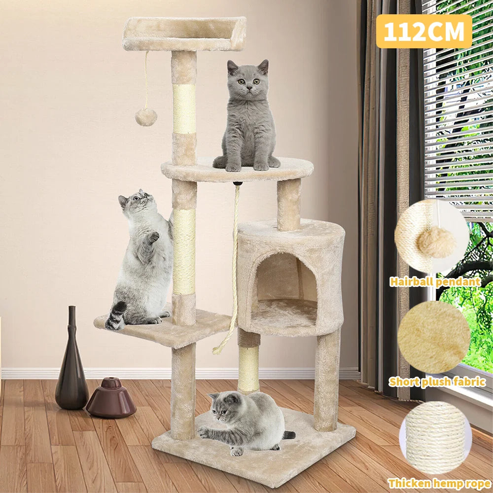 Cat Tree House Cat Climbing Frame Cat Tower Cat Condo with Scratching Post Perches Caves Pet Supplies