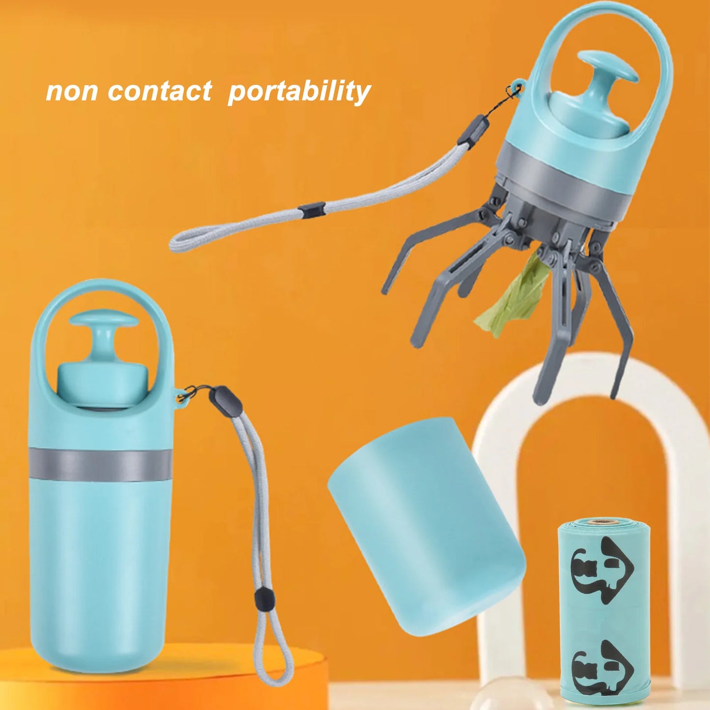 Dog Waste Picker Dog Claw Poop Scooper Zero Contact Lightweight Portable Pet Poop Scooper with Bag Dispenser for Outdoor Walking