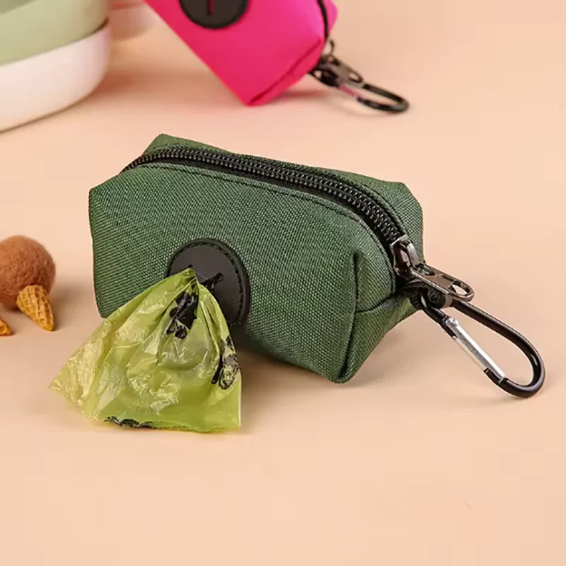 Hot Canvas Dog Poop Bag Holder, Outdoor Pet Waste Bag Dispenser with Carabiner Clip, Animal Waste Collection Pouch
