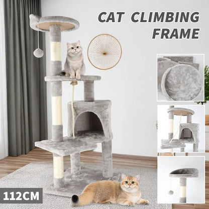 Cat Tree House Cat Climbing Frame Cat Tower Cat Condo with Scratching Post Perches Caves Pet Supplies